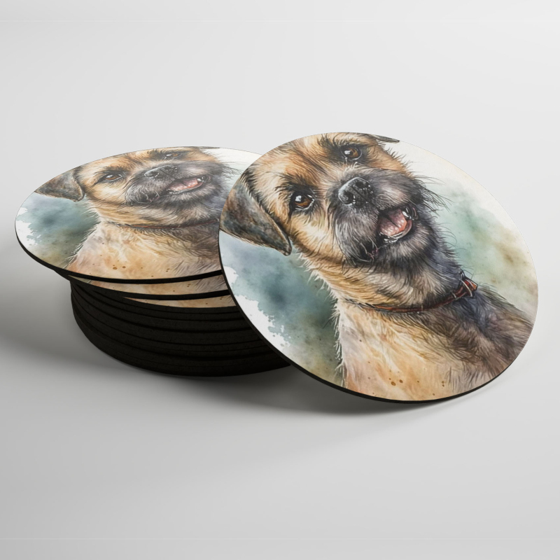 Podtácky Border teriér akvarel