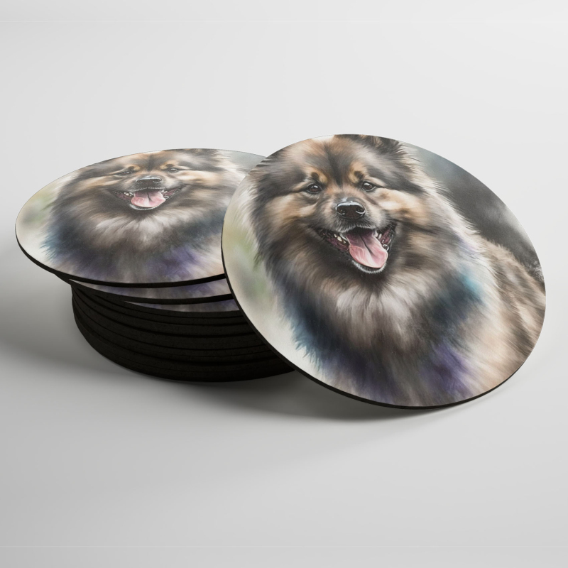 Podtácky Keeshonden akvarel