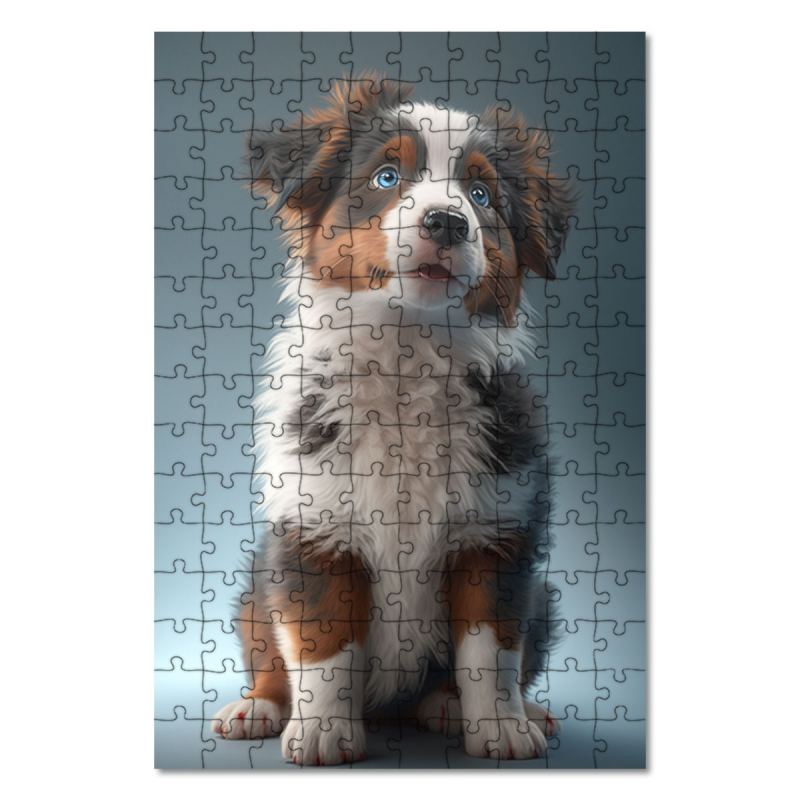 Dřevěné puzzle Miniaturní americký ovčák animovaný