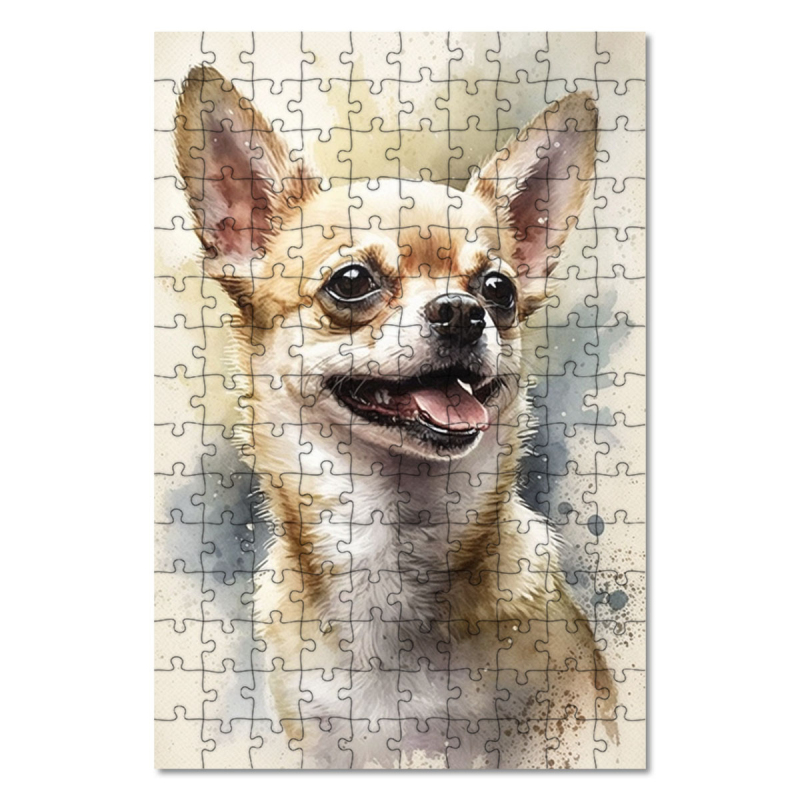 Dřevěné puzzle Čivava akvarel