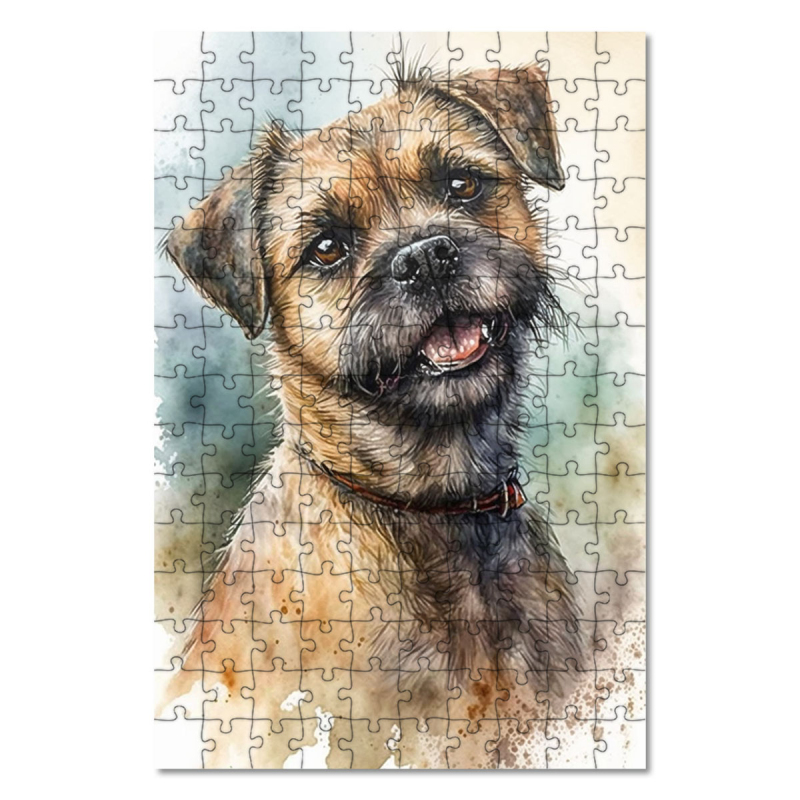 Dřevěné puzzle Border teriér akvarel