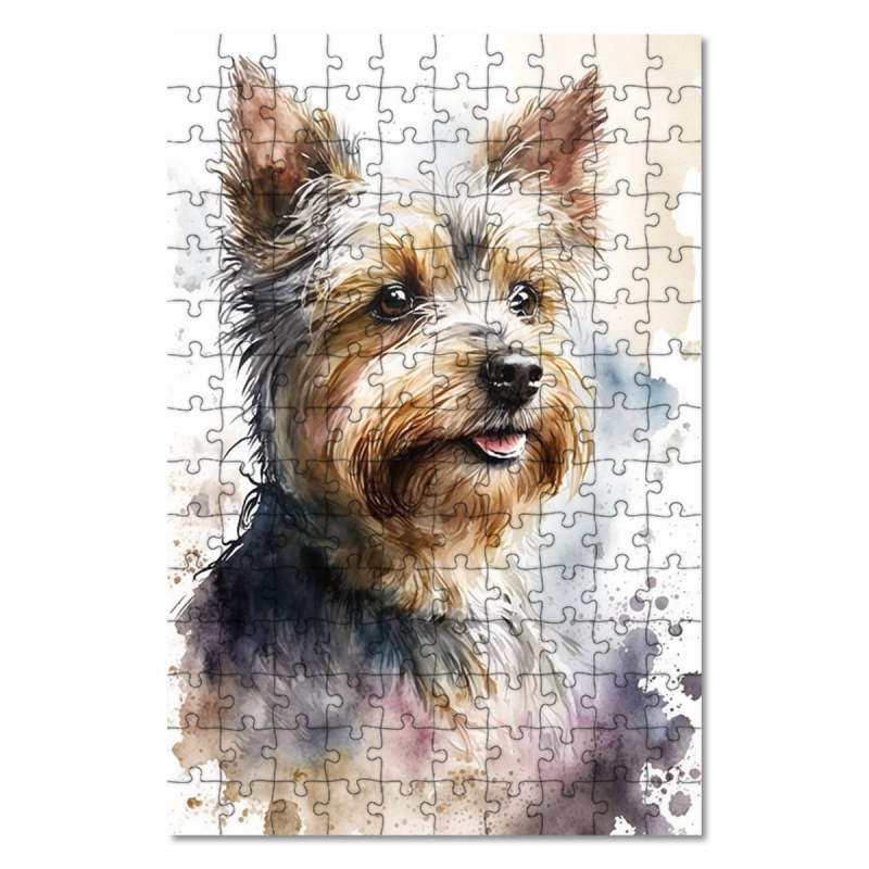Dřevěné puzzle Biewer teriér akvarel