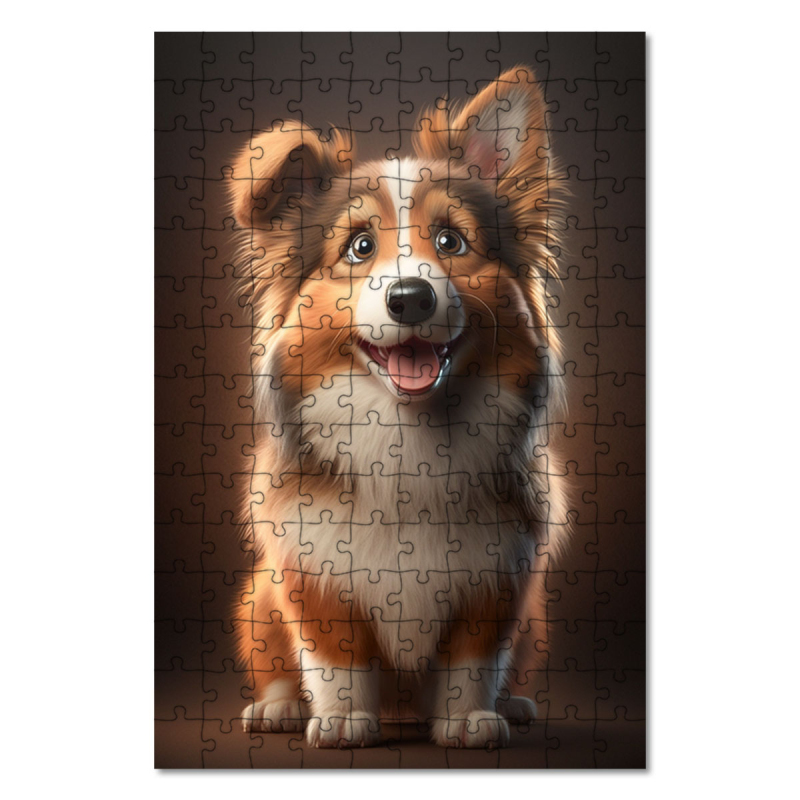 Dřevěné puzzle Shetlandský ovčák animovaný
