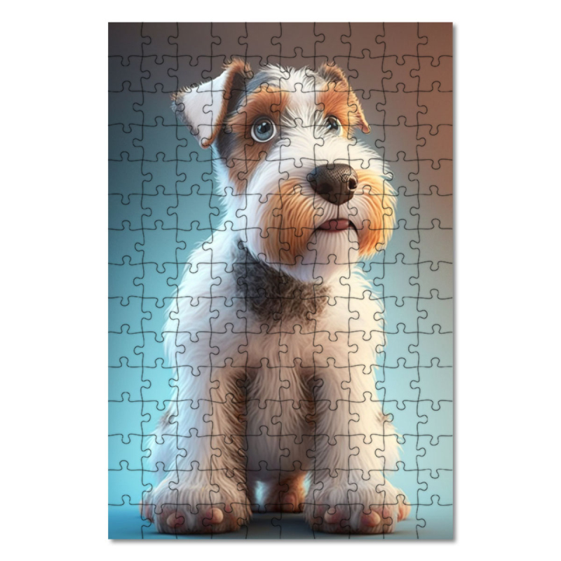 Dřevěné puzzle Foxteriér drsnosrstý animovaný