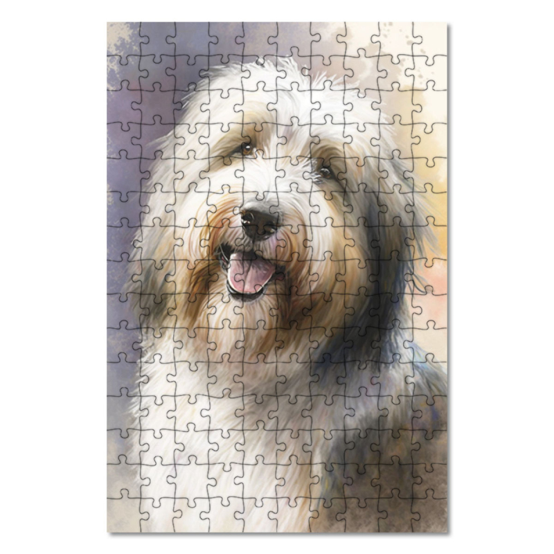 Dřevěné puzzle Bearded kolie akvarel
