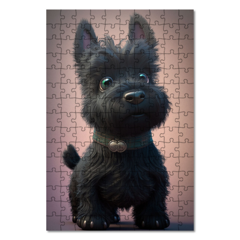 Dřevěné puzzle Skotský teriér animovaný