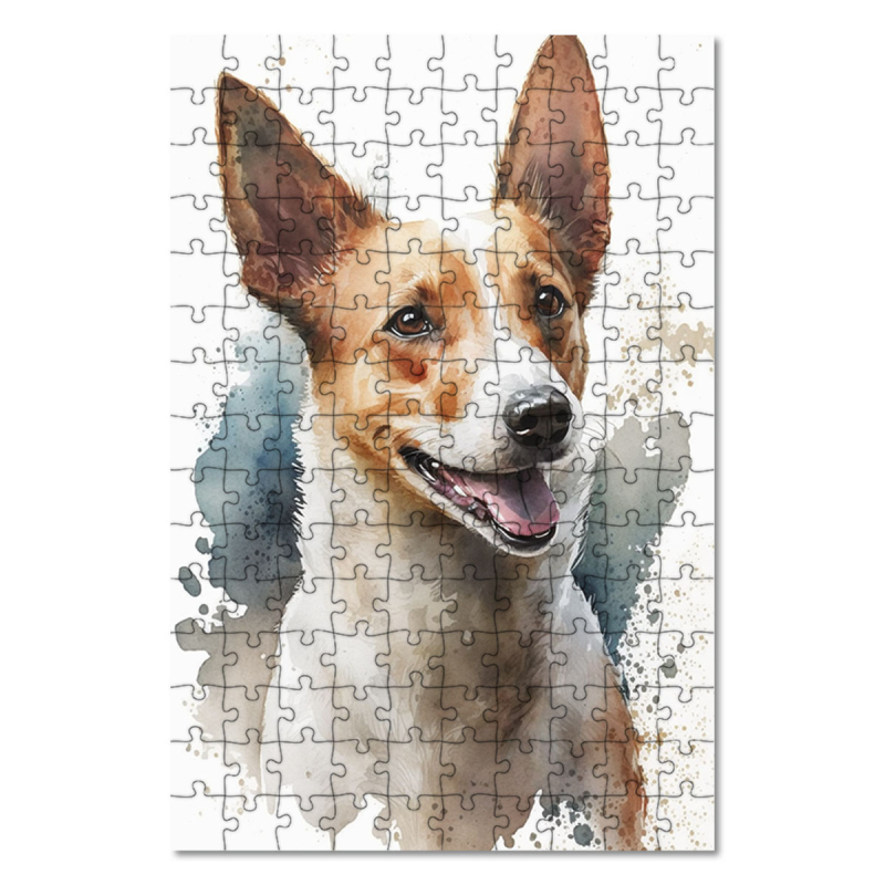 Dřevěné puzzle Portugalský Podengo Pequeno akvarel