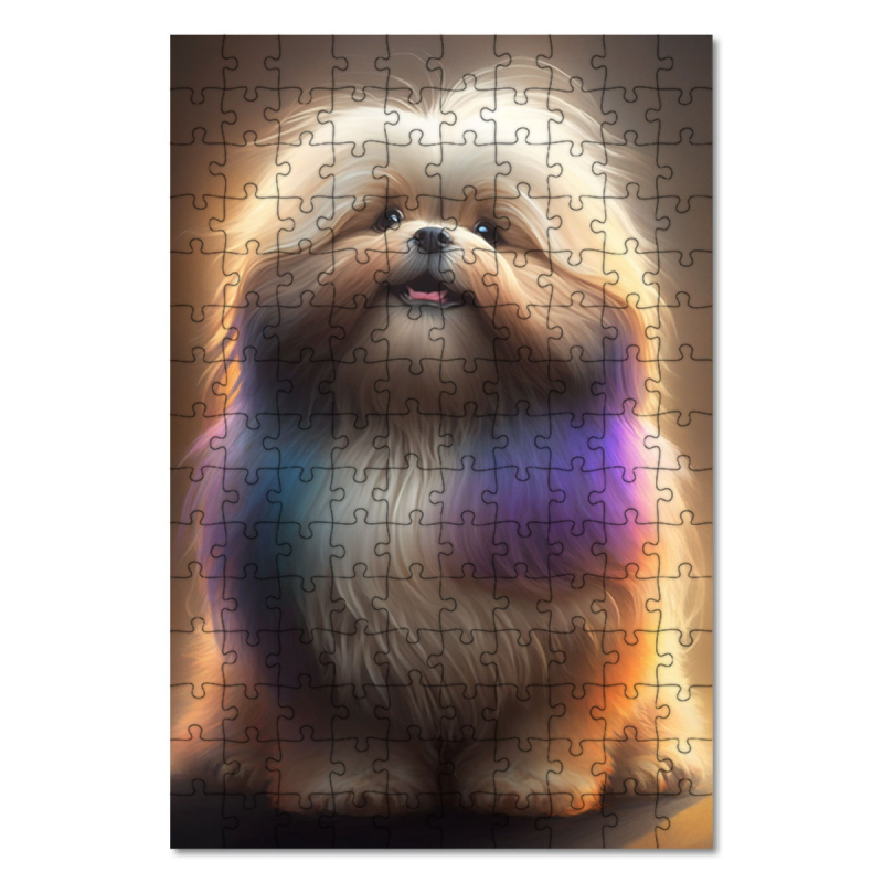 Dřevěné puzzle Lhasa Apso animovaný