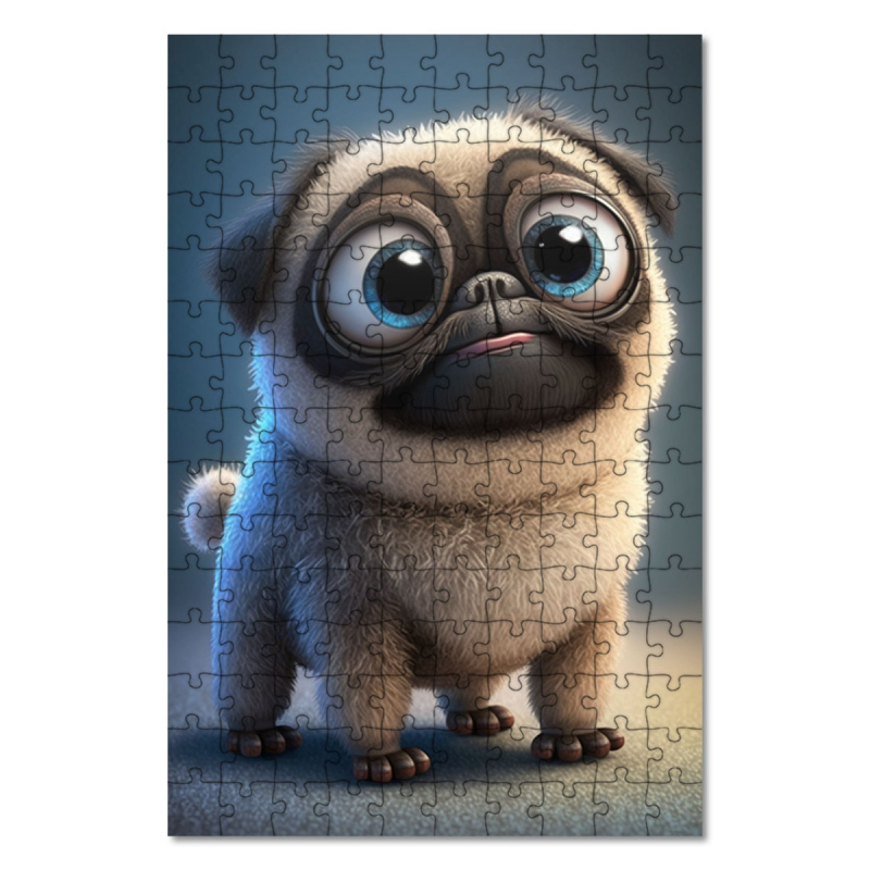 Dřevěné puzzle Mopsík animovaný