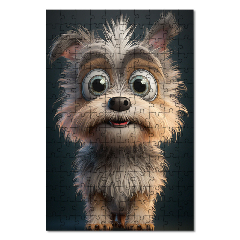 Dřevěné puzzle Biewer teriér animovaný