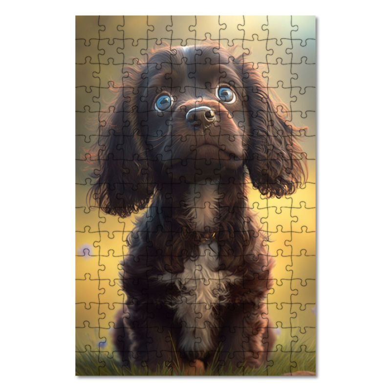 Dřevěné puzzle Polní španěl animovaný