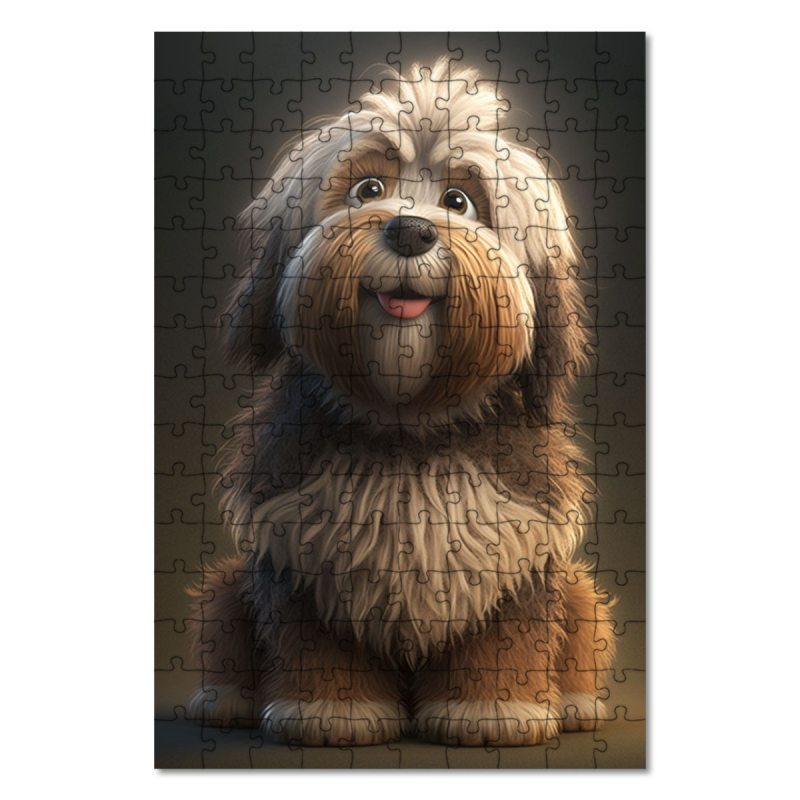 Dřevěné puzzle Tibetský teriér animovaný