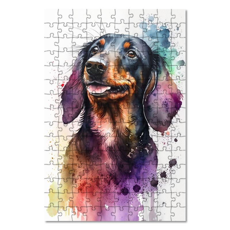 Dřevěné puzzle Jezevčík akvarel