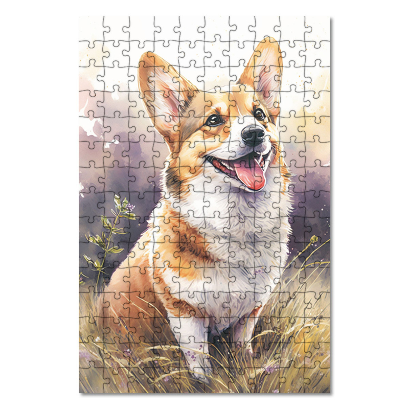 Dřevěné puzzle Pembroke Welsh Corgi akvarel