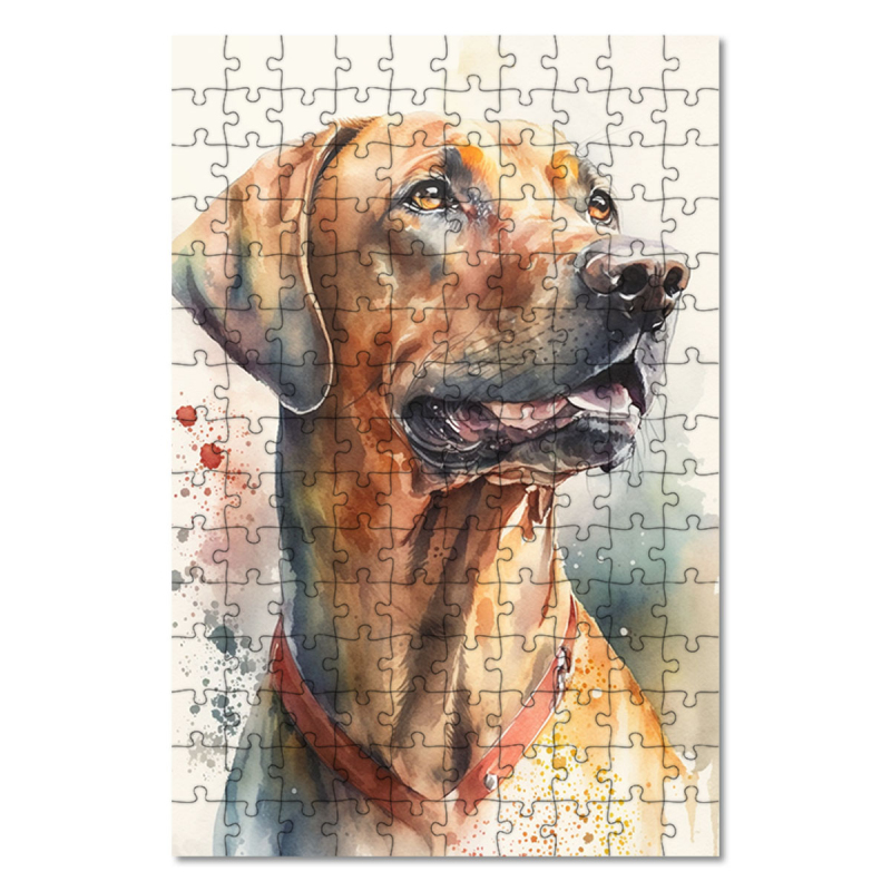 Dřevěné puzzle Rhodéský ridgeback akvarel