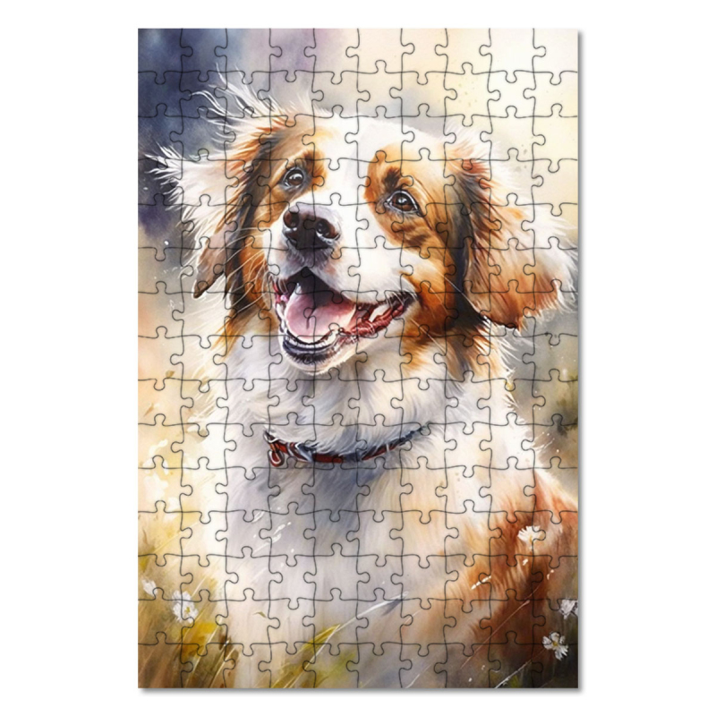 Dřevěné puzzle Holandský Kooikerhondje akvarel