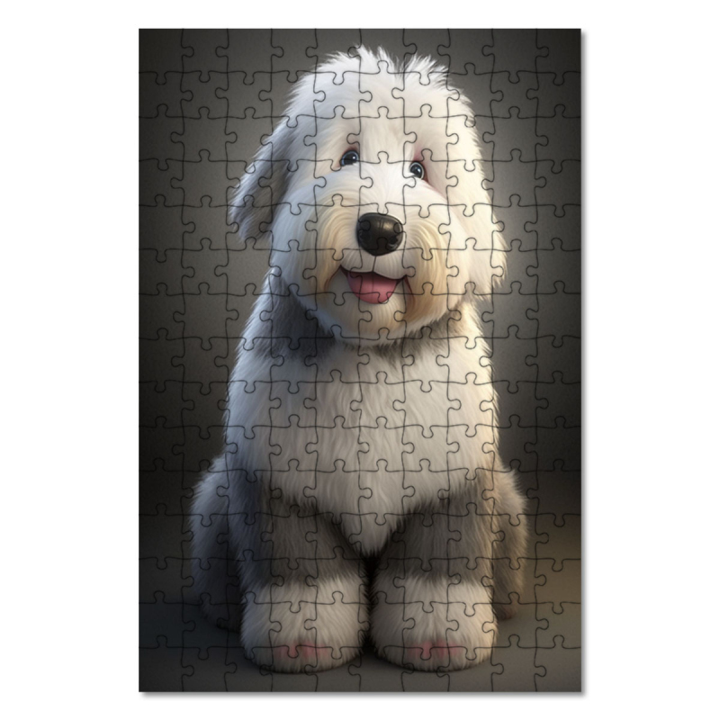 Dřevěné puzzle Starý anglický ovčák animovaný