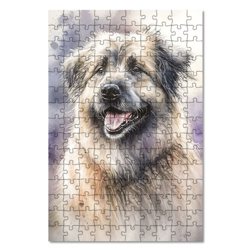 Dřevěné puzzle Pyrenejský ovčák akvarel