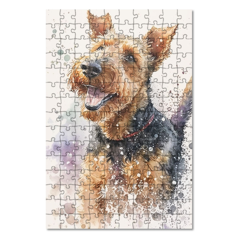 Dřevěné puzzle Velšský teriér akvarel