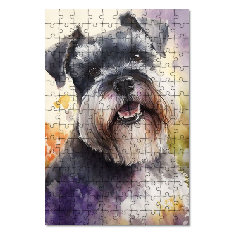Dřevěné puzzle Malý knírač akvarel