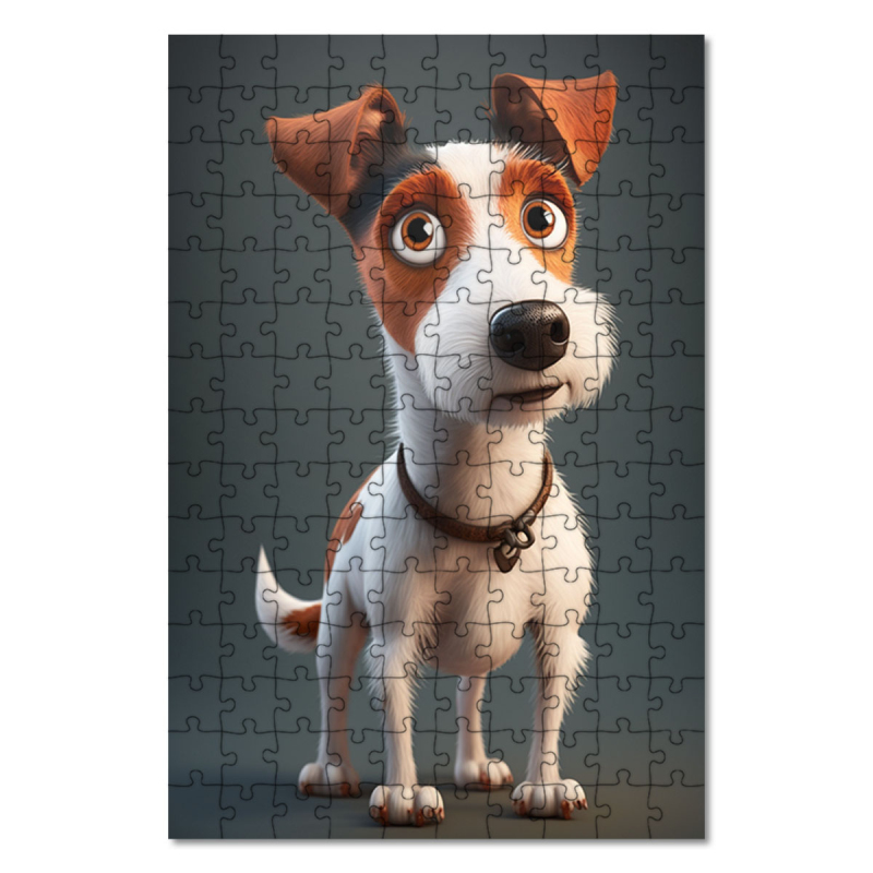Dřevěné puzzle Foxteriér hladkosrstý animovaný