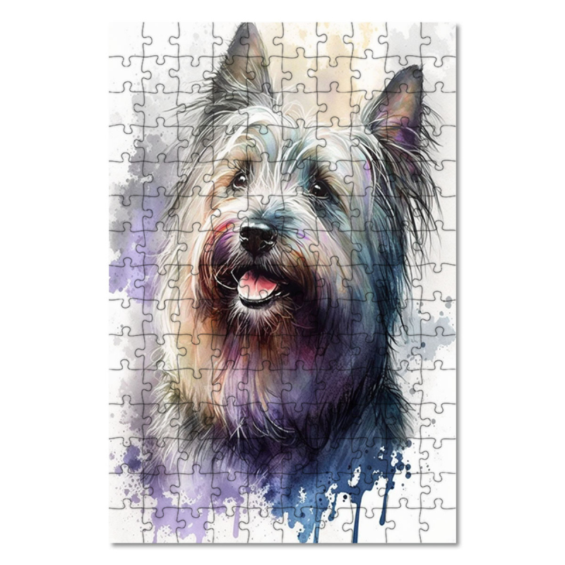 Dřevěné puzzle Skye Teriér akvarel