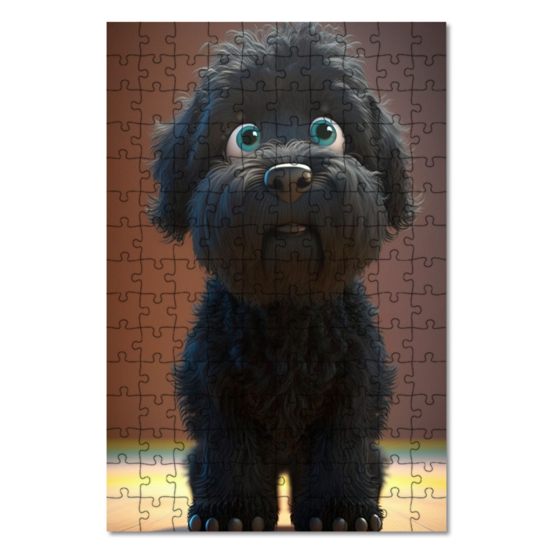 Dřevěné puzzle Černý ruský teriér animovaný