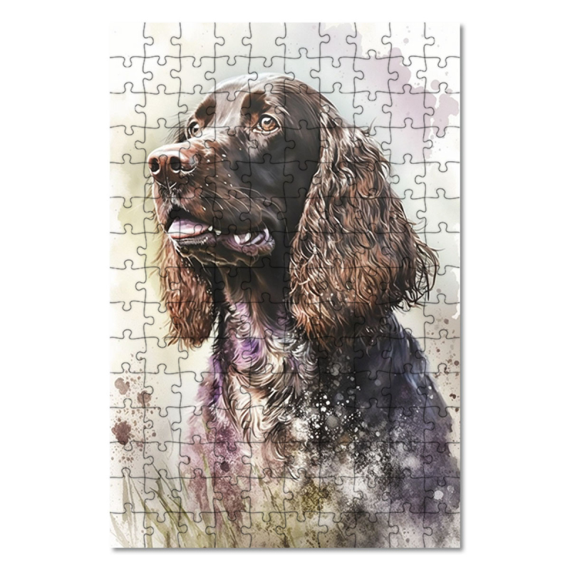 Dřevěné puzzle Polní španěl akvarel