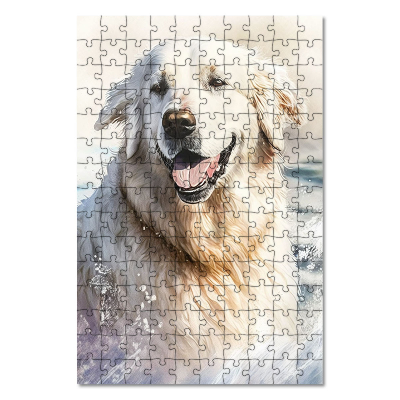 Dřevěné puzzle Kuvaszok akvarel