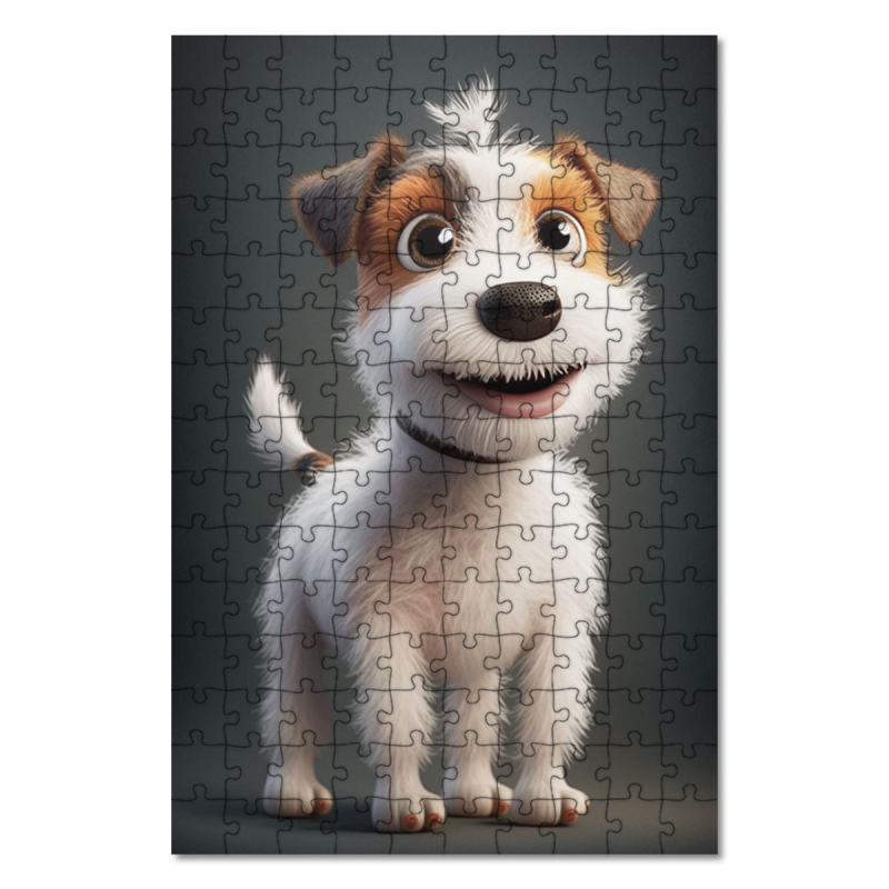 Dřevěné puzzle Parson Russell teriér animovaný