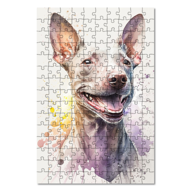 Dřevěné puzzle Americký bezsrstý teriér akvarel