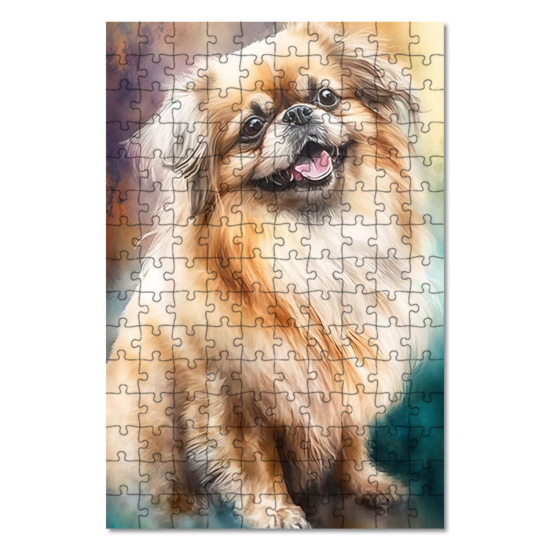 Dřevěné puzzle Pekinéz akvarel