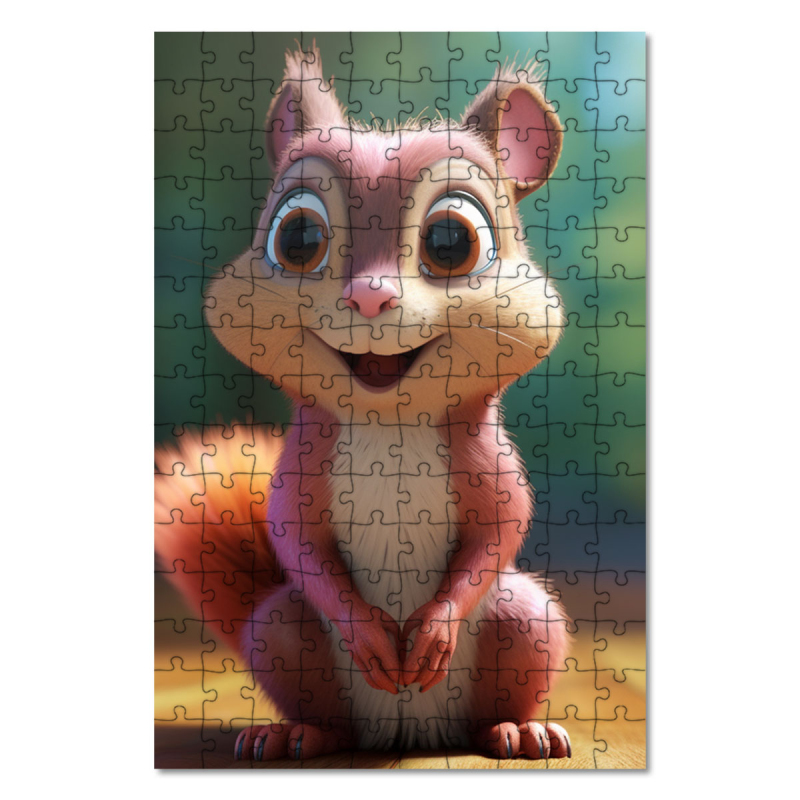 Dřevěné puzzle Roztomilá animovaná veverka
