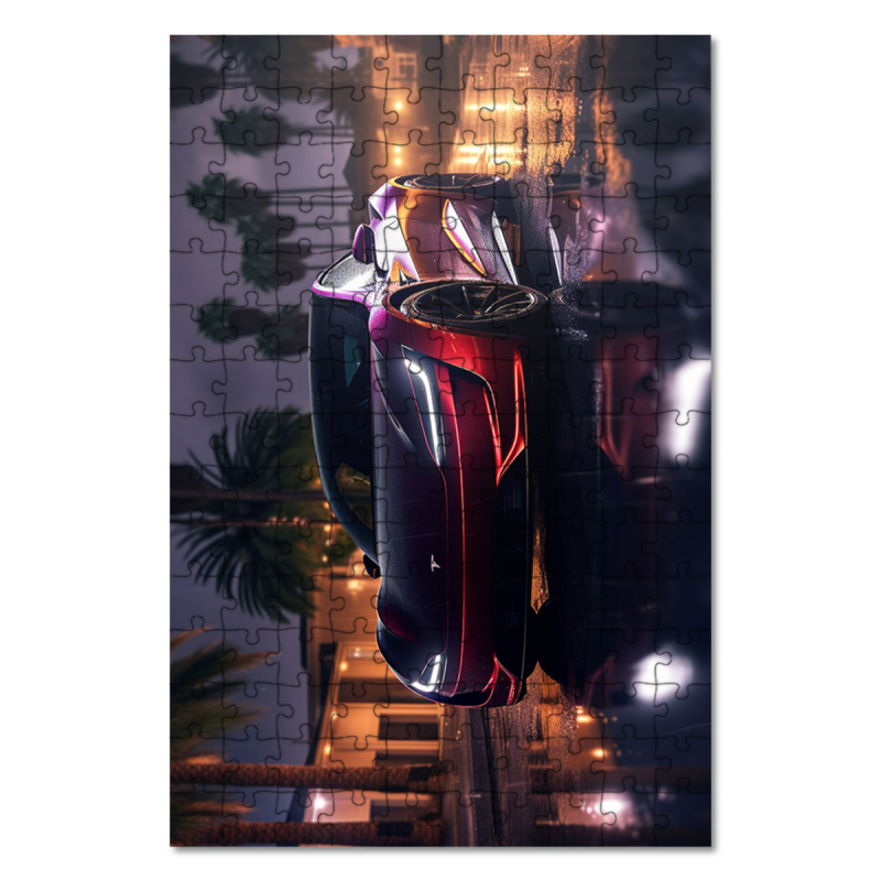 Dřevěné puzzle Tesla Roadster