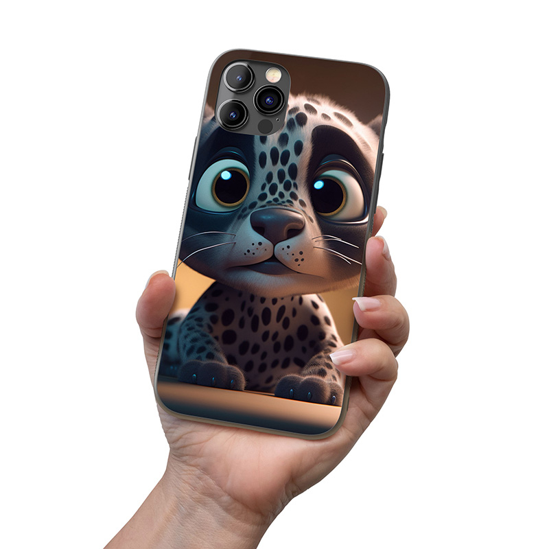 Kryt na mobil Roztomilý animovaný sněžný leopard