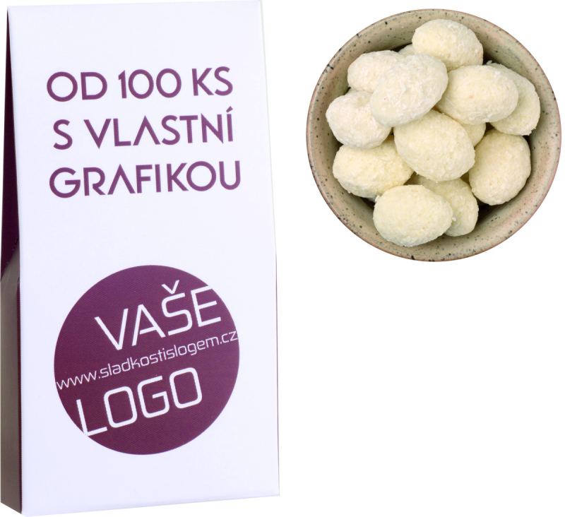 Mandle v bílé čokoládě a kokosu 90g (papírová taštička)