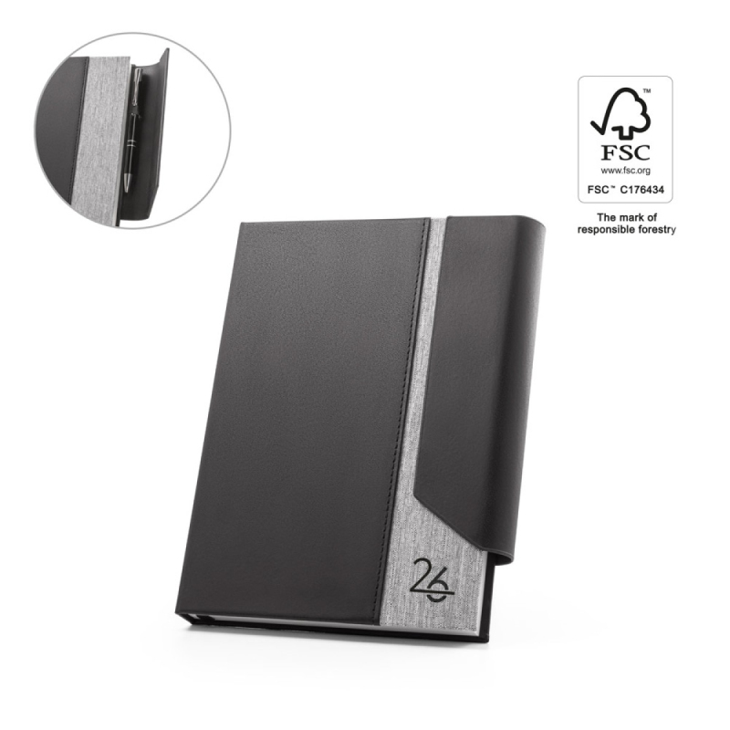 AUSTEN A5. Diář A5 z recyklovaného PU a 300D PET