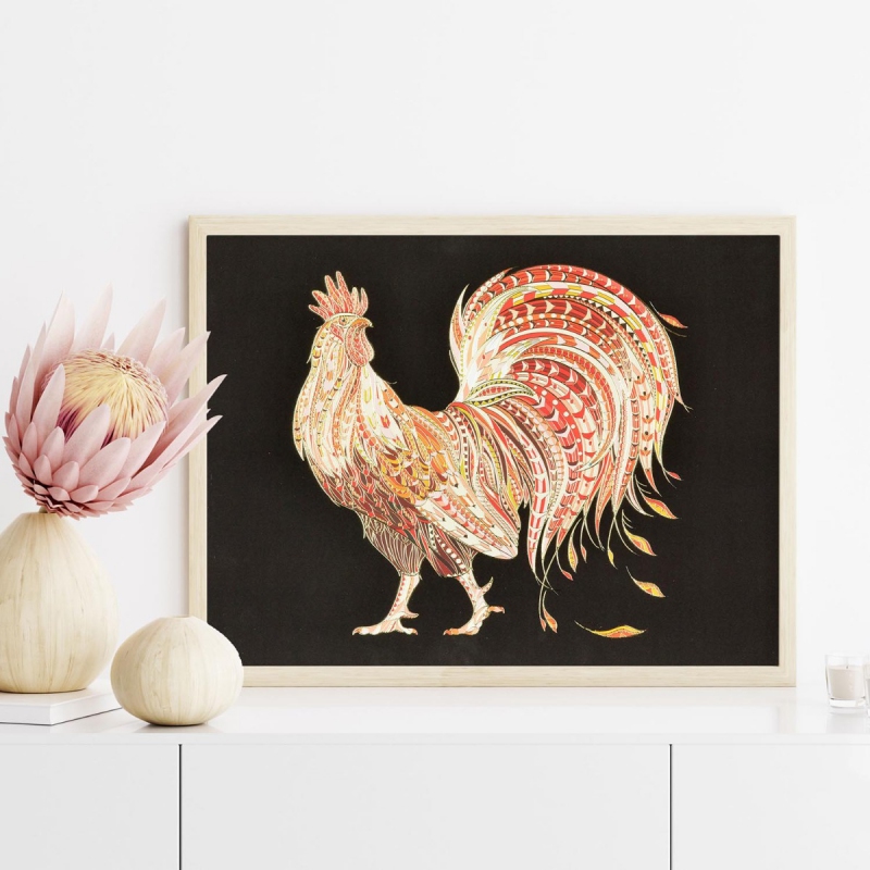 Kohout 3D Zlatý Plakát