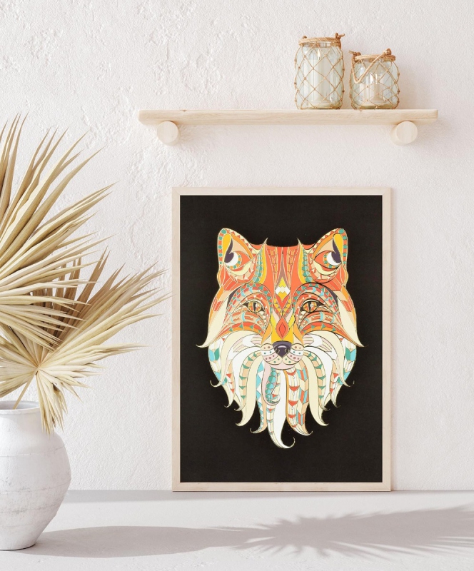 Hlava Lišky 2 3D Zlatý Plakát