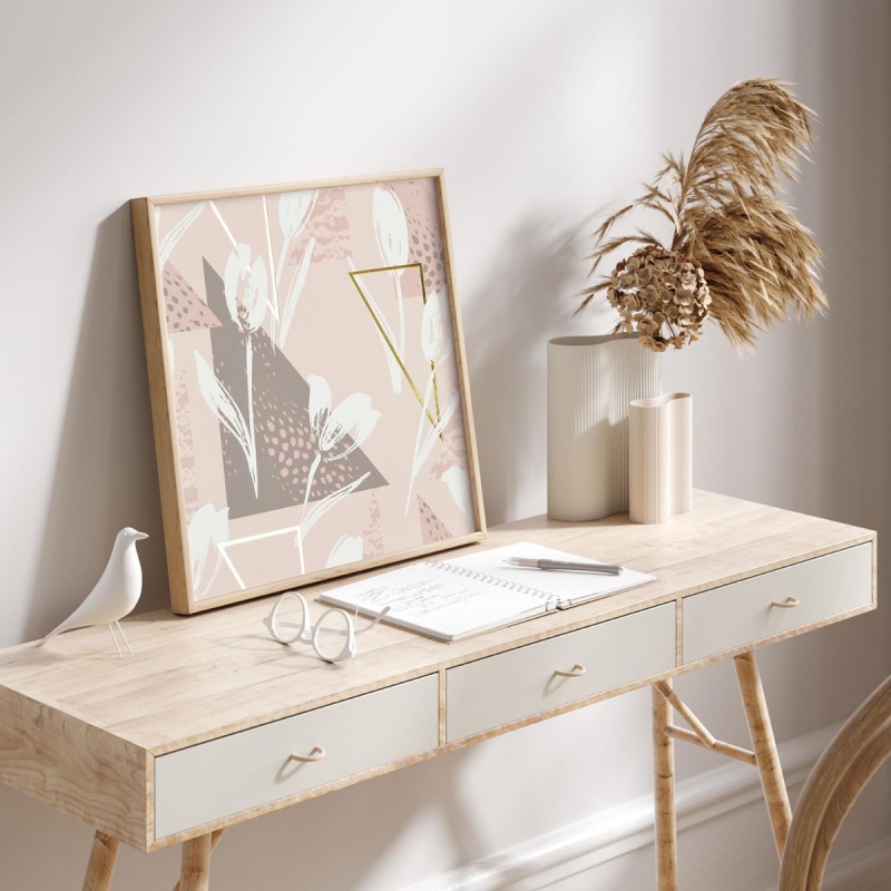 Abstraktní tulipány 3D Zlatý Plakát