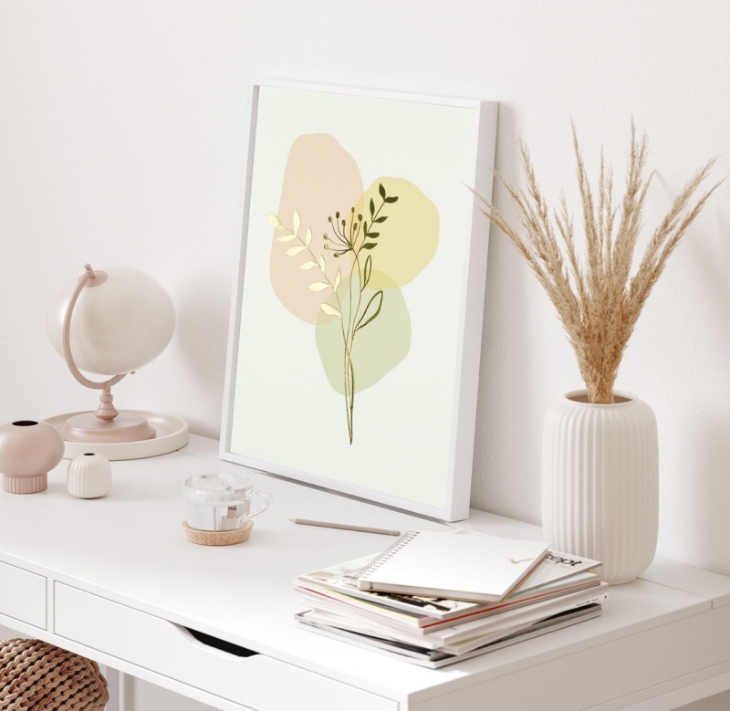 Abstrakt listy 3 3D Zlatý Plakát