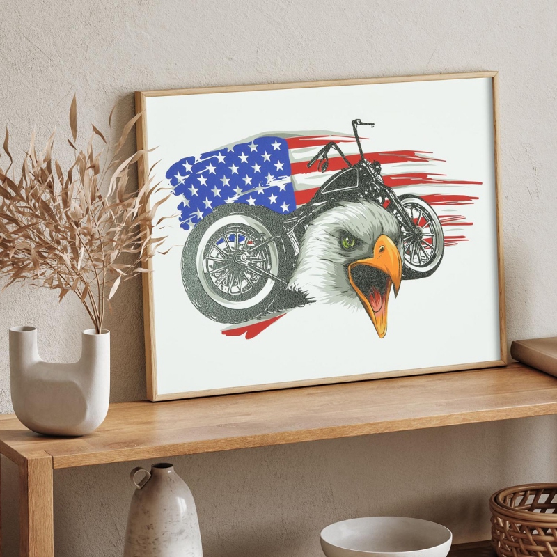 Motocykl s orlí hlavou 3D Plakát