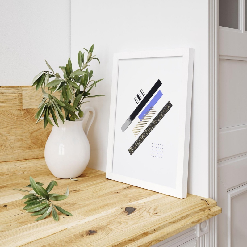 Abstraktní geometrické tvary 6 3D Zlatý Plakát