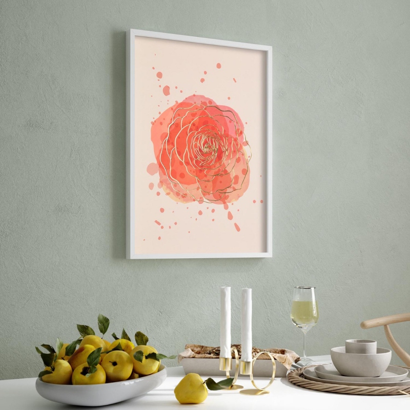 Ručně kreslené květiny 2 3D Zlatý Plakát