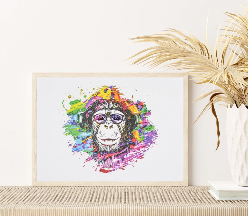 Abstraktní opičí tvář 3D Plakát