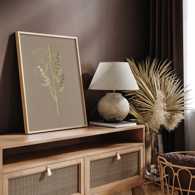 Květiny 3 3D Zlatý Plakát