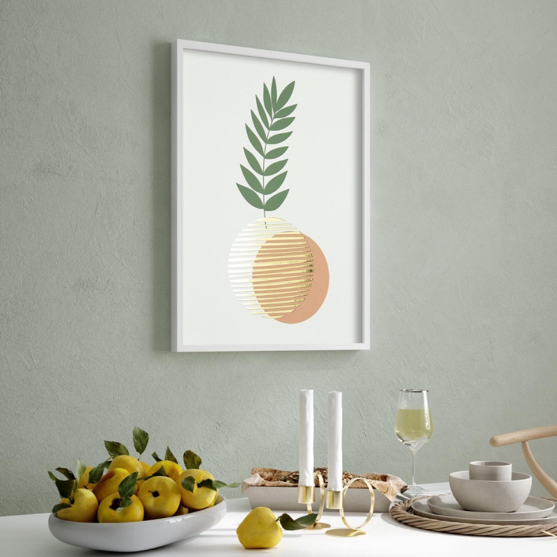 Minimalistické květy 2 3D Zlatý Plakát