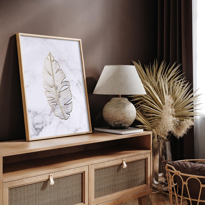 Minimalistický list 3 3D Zlatý Plakát