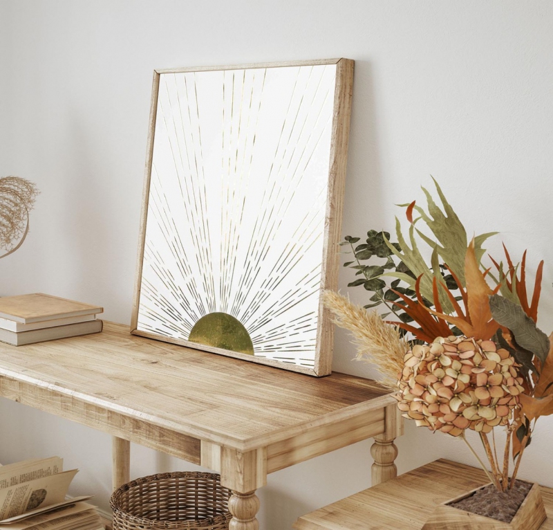 Boho slunce 3D Zlatý Plakát