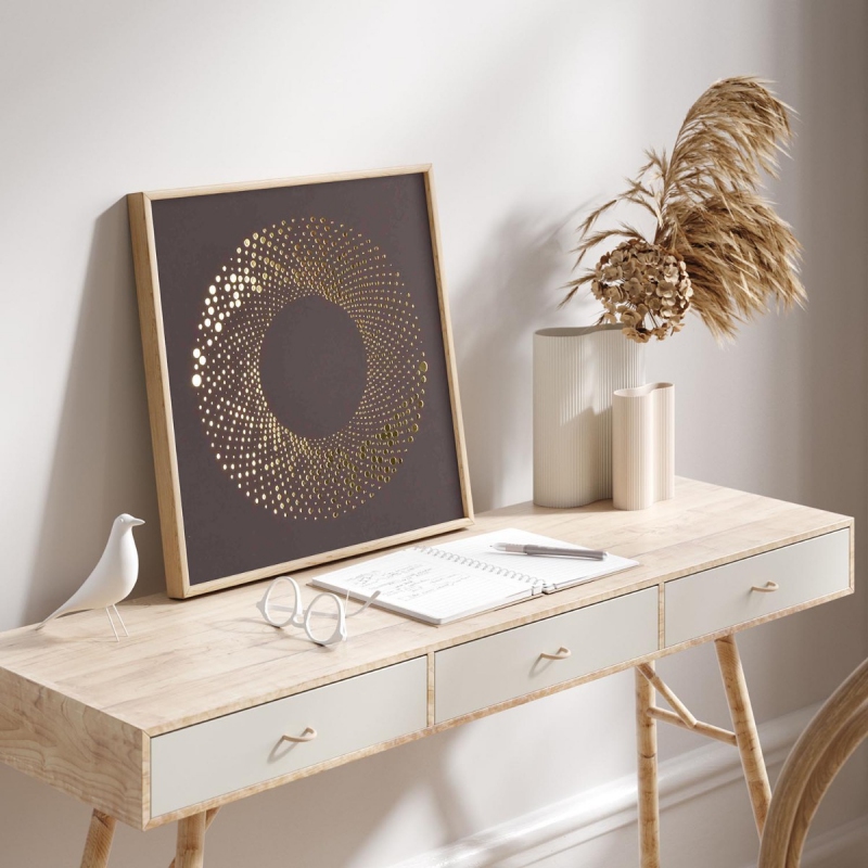 Abstraktní tečkovaný vzor 3D Zlatý Plakát